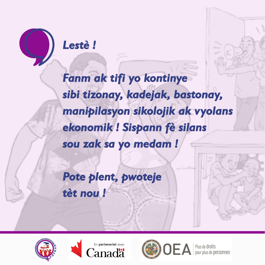 pofhad's tweet photo. Dans le cadre du projet d'appui à la lutte contre les violences basées sur le genre (VBG) au niveau de la commune de L’Estère, mis en œuvre avec l’appui financier de l’Organisation des États Américains (OEA) et en partenariat avec le Gouvernement du Canada, à travers le programme https://t.co/AVU1w4CkOD