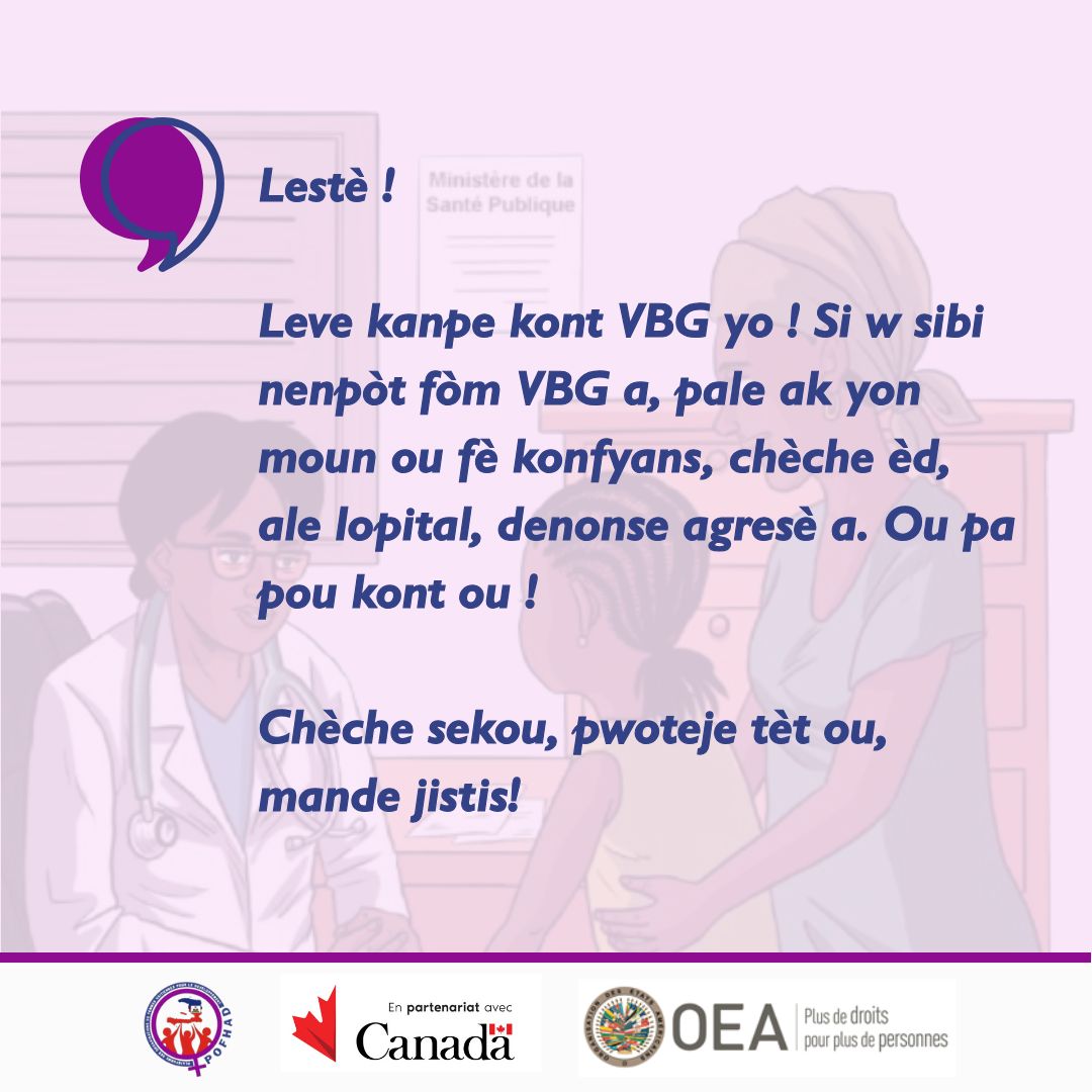 pofhad's tweet photo. Dans le cadre du projet d'appui à la lutte contre les violences basées sur le genre (VBG) au niveau de la commune de L’Estère, mis en œuvre avec l’appui financier de l’Organisation des États Américains (OEA) et en partenariat avec le Gouvernement du Canada, à travers le programme https://t.co/AVU1w4CkOD