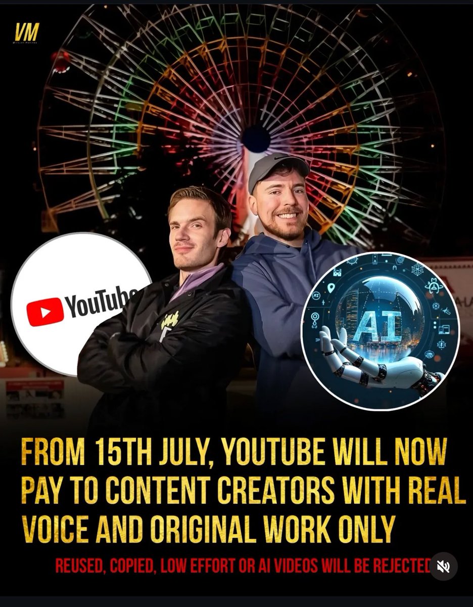 TheHappyApe_'s tweet image. It looks like it’ll pay to be an authentic real brand. YouTube is cracking down on ai gen content. We paid real artists, animators, writers, wrote our own original content and even used our son’s voice in our animation. Happy to see our decisions and effort pay off.