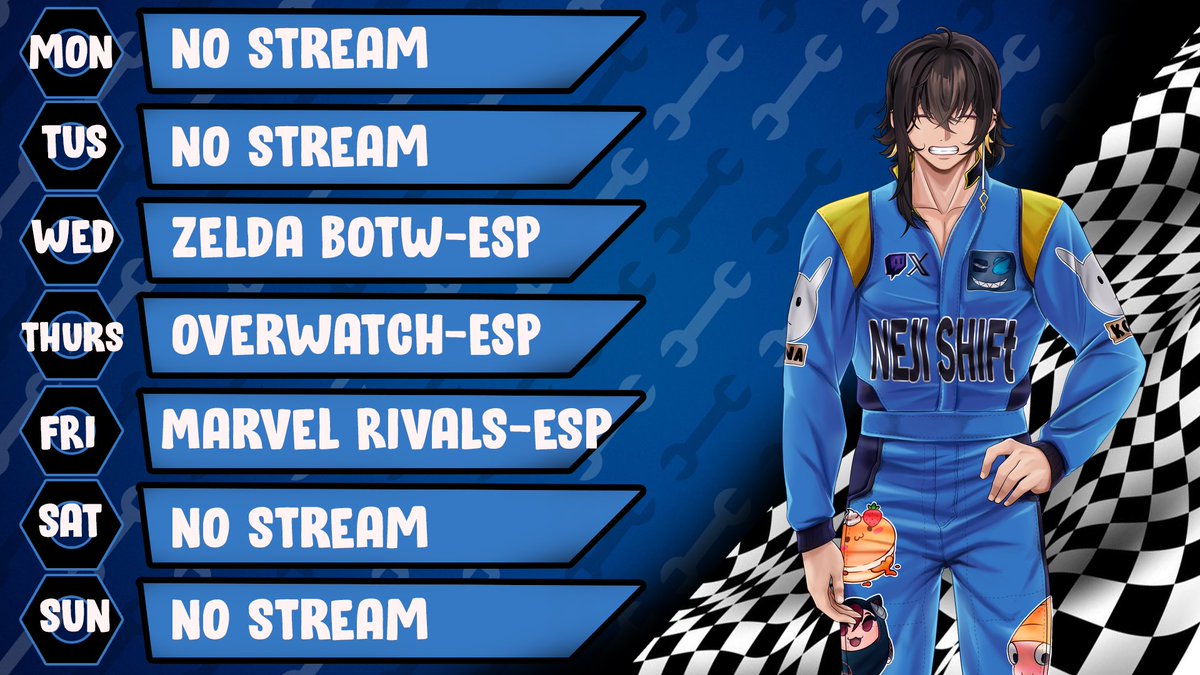 Neji_shift's tweet photo. ⚠️¡Perdón, Racers! Se me fue completamente subir el horario de streams esta semana 🫠 PERO igual hay stream hoy 🏁💥
.
.
Nos vemos en directo a las 5 PM hora de California / 7 PM hora CDMX 💖 en directo, ¡prepárense para el caos como siempre! 🏎️🔥

#VTuberES #ENVtuber #HorarioVTuber #StreamHoy