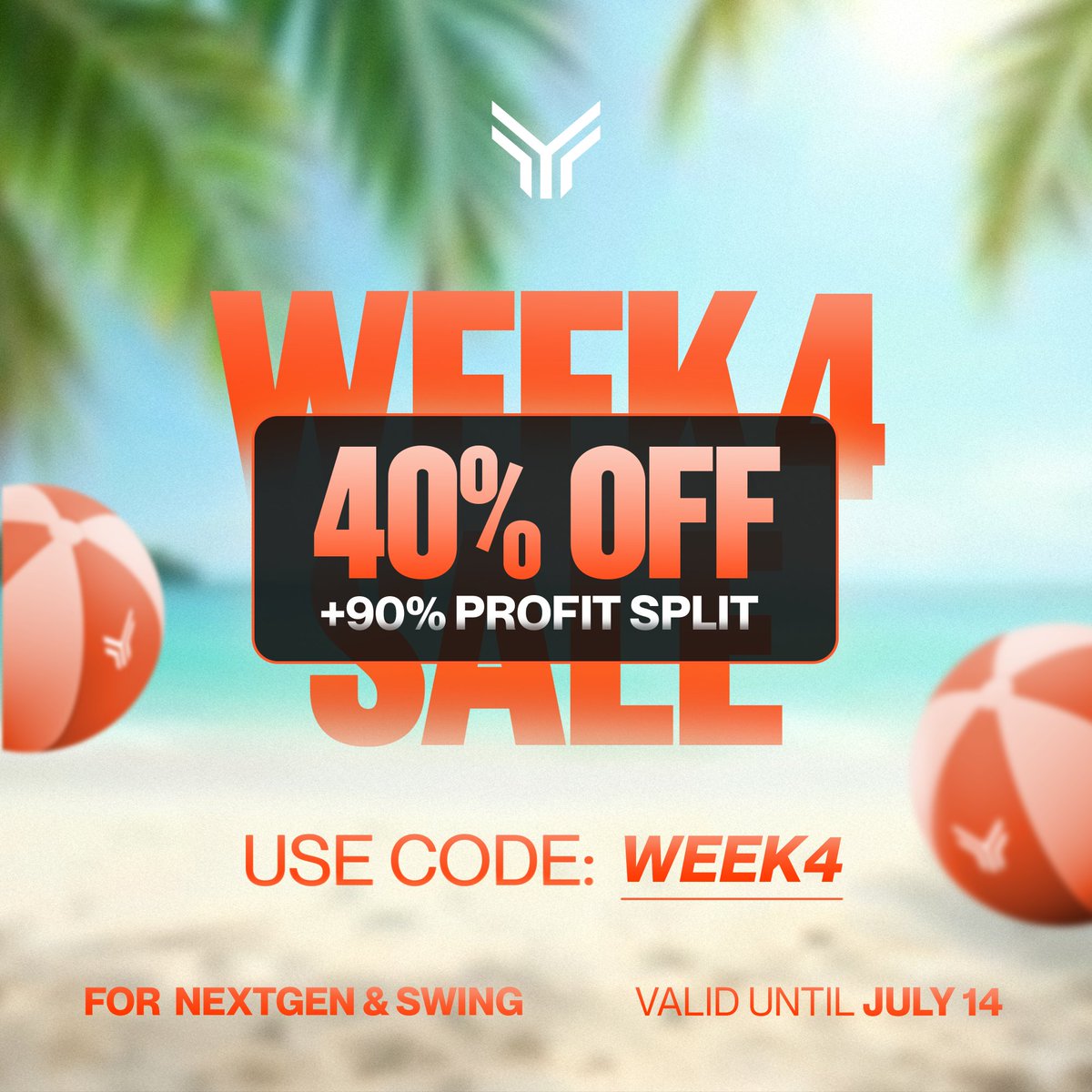 🌴WEEK 4 Still Rolling🌴

💥 Start Trading 40% OFF
🎁 With 90% Profit Split (normally +15% extra)
💼 On NextGen &amp; Swing Accounts

🎟️ Code: WEEK4
📆 Ends This Week

Don’t wait for Week 5… this is your move.

Get Funded Now🚀