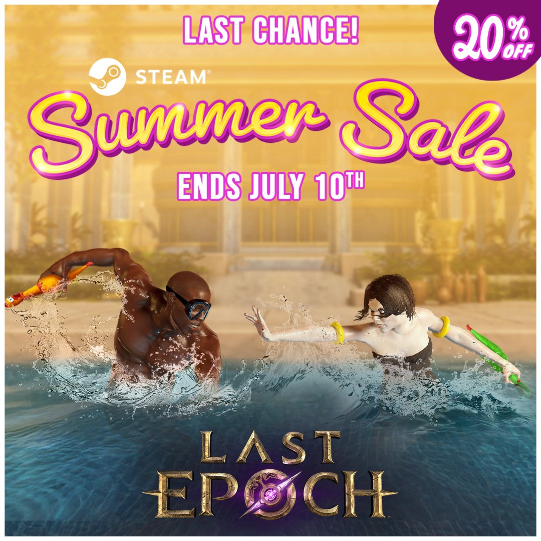 LastEpoch's tweet image. Time is running out!
The Steam Summer Sale ends July 10th - don't miss out on 20% off all editions of Last Epoch!
🎮 Steam: bit.ly/3qc3SUe