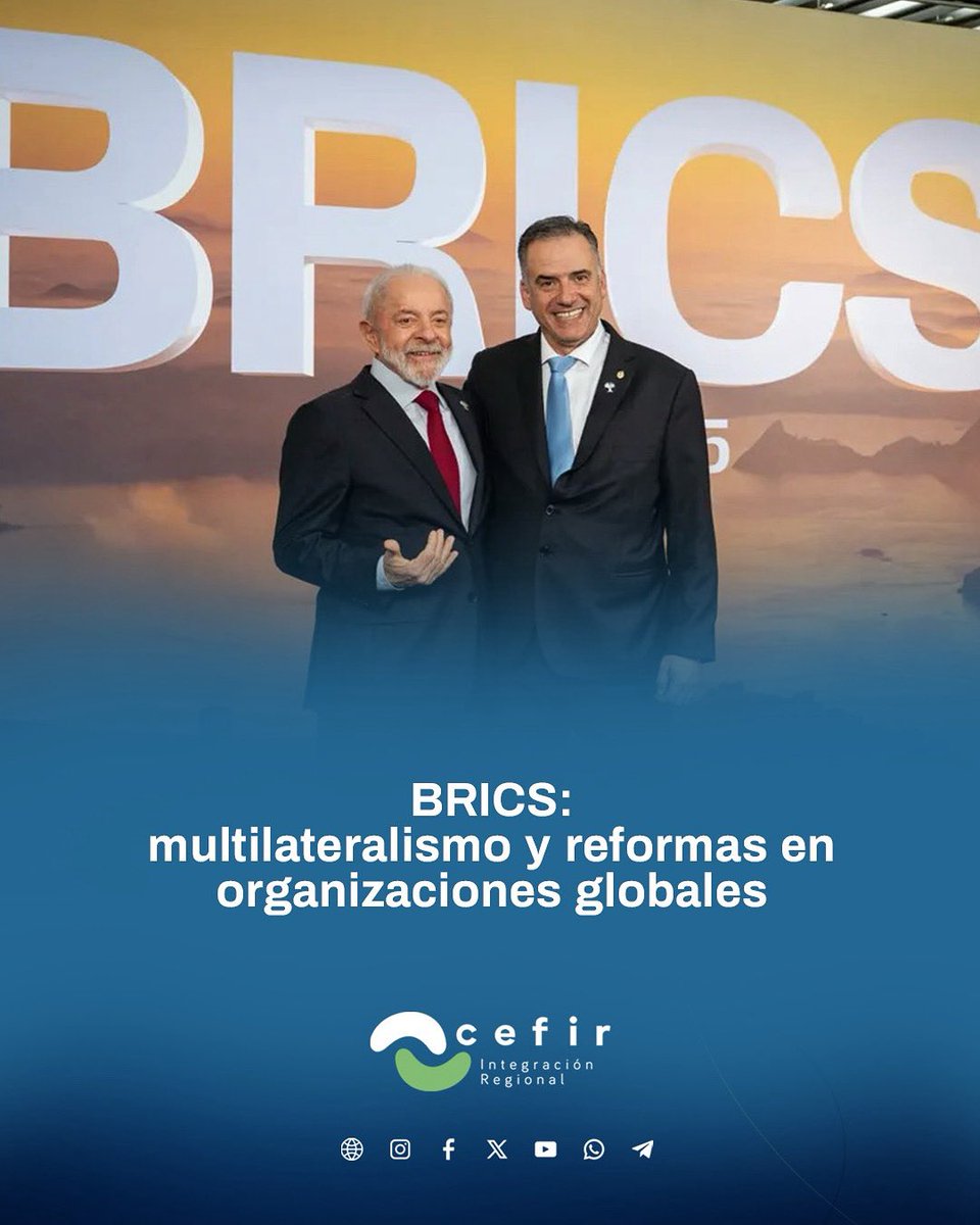 🌎 La XVII cumbre de los BRICS celebrada en Río de Janeiro los días 6 y 7 de julio, finalizó con la aprobación de la  “Declaración de Río”:  convertirse en una fuerza significativa en la geopolítica global.

cefir.org.uy/brics-multilat…