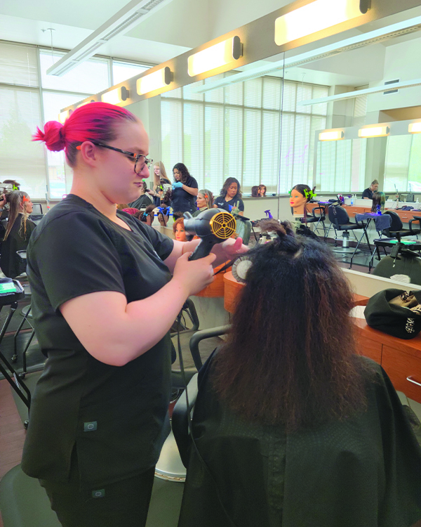 Intro to Cosmetology students learned how to perm hair, use heat tools, and more. Our Advanced Cosmetology students ran a real salon with numerous clients. #CascadiaTech #cosmetology #summerschool