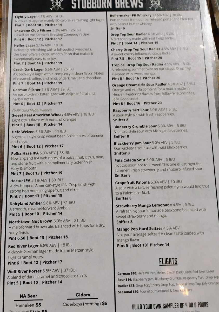BeerSnobSean's tweet image. 1st visit to @Stubbornbros Brewery in Shawano, WI. Salad cuz I save the calories for the beer. This Czech dark lager is the highest rated in the state says @untappd. I agree, it's a good one. Nice beer selection. @qblacklock @MikeSlomba @DrGoodBeer @WIbeerbaron @barrelaged_Art