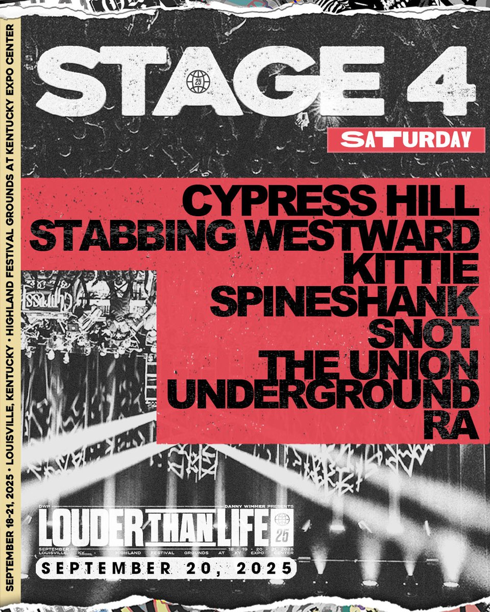 LTLFest's tweet image. 🗣Saturday. Stage 4. 🗣
This is the underground rising—Kittie, Spineshank, Snot, and more.
Get loud or get lost. on.louderthanlifefestival.com/trk/SaturdaySt…