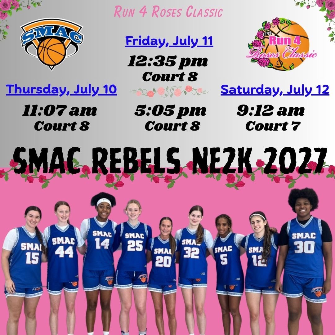 Taylorrogers27's tweet photo. @Shorter_WBB Hey come check out my team Smac Rebels at Roses we’re excited to be here! https://t.co/nJZL8F9Qx8