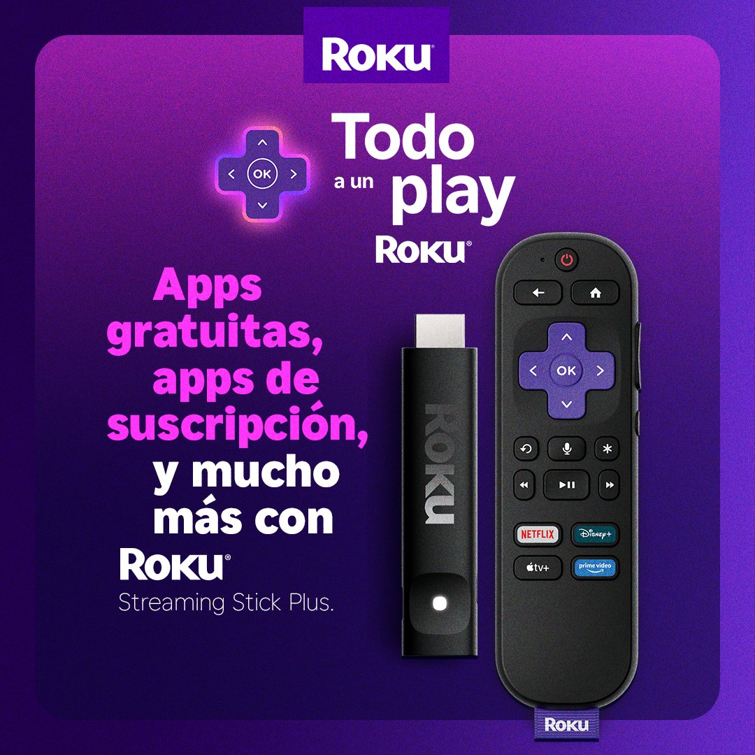 Con los nuevos reproductores Roku volverás a amar tu TV. 💜
Apps de suscripción, canales gratuitos y maratones sin fin. 🍿 ¡Todo a un play! ▶️

¡Disponible en tiendas online, departamentales y de autoservicio!🙌🛒

#Roku #Streaming