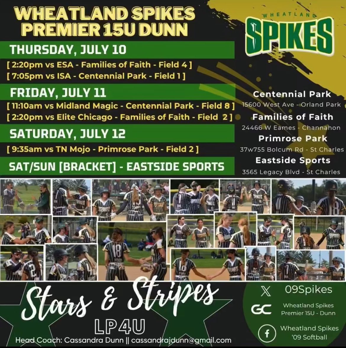 Addyson Dunn-2027 (@addysondunn2027) on Twitter photo Come check us out this weekend at the LP4U Stars and Stripes 🇺🇸 ⭐️! So excited!! <a href="/09Spikes/">Wheatland Spikes Premier 09</a>
<a href="/NWFRaiders_SB/">NWF Softball</a> <a href="/IUINDY_SBALL/">IU Indy Softball</a> <a href="/UWWSoftball/">Warhawk Softball</a> <a href="/BGSUSoftball/">BGSU Softball</a> <a href="/ButlerSoftball/">Butler Softball</a> <a href="/WKUSoftball/">WKU Softball</a> <a href="/IndStSoftball/">Indiana State Softball</a> <a href="/WayneStateSB/">Wayne State Softball</a> <a href="/WinonaStateSB/">WinonaState Softball</a> <a href="/MT_Softball/">Middle Tennessee Softball</a> <a href="/BradleySoftball/">Bradley Softball</a> Come check us out this weekend at the LP4U Stars and Stripes 🇺🇸 ⭐️! So excited!! <a href="/09Spikes/">Wheatland Spikes Premier 09</a>
<a href="/NWFRaiders_SB/">NWF Softball</a> <a href="/IUINDY_SBALL/">IU Indy Softball</a> <a href="/UWWSoftball/">Warhawk Softball</a> <a href="/BGSUSoftball/">BGSU Softball</a> <a href="/ButlerSoftball/">Butler Softball</a> <a href="/WKUSoftball/">WKU Softball</a> <a href="/IndStSoftball/">Indiana State Softball</a> <a href="/WayneStateSB/">Wayne State Softball</a> <a href="/WinonaStateSB/">WinonaState Softball</a> <a href="/MT_Softball/">Middle Tennessee Softball</a> <a href="/BradleySoftball/">Bradley Softball</a>