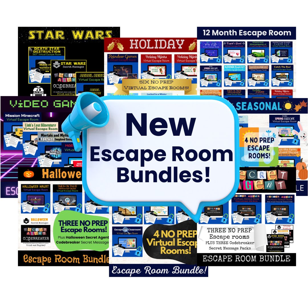 🔓Unlock hours of fun with Escape Room Bundles! 

🕹️Video Gamer Bundle: Fortnite, Zelda, Mario, Minecraft
📆Monthly Bundle: Holidays and seasonal games
🕵🏽‍♂️Secret Agent Bundle: Hone your detective skills
+ MORE

All in one deeply discounted pack
🔗 virtualedu.click/bundles