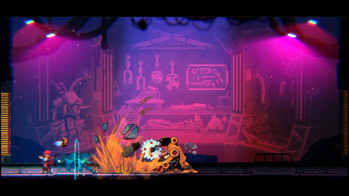 It's always nice to have a friend that covers your back. ❤️‍🩹
Extra points if they know how to use bladed weapons. 🔥⚔️

#IndieGame #PixelArt #Cyberpunk #AlteredAlma