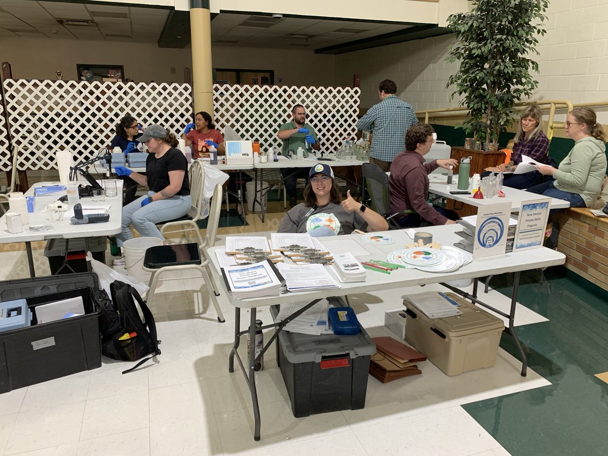 StaciMatlock's tweet photo. Get your well water tested for free today at W Las Vegas High School Cafeteria until 1:45 pm today. NMED is doing 100 free well tests. Lots of contractors, restoration information, and case workers available to help with post- fire recovery journey at the @NMDHSEM event! https://t.co/4gGmwL3ecm