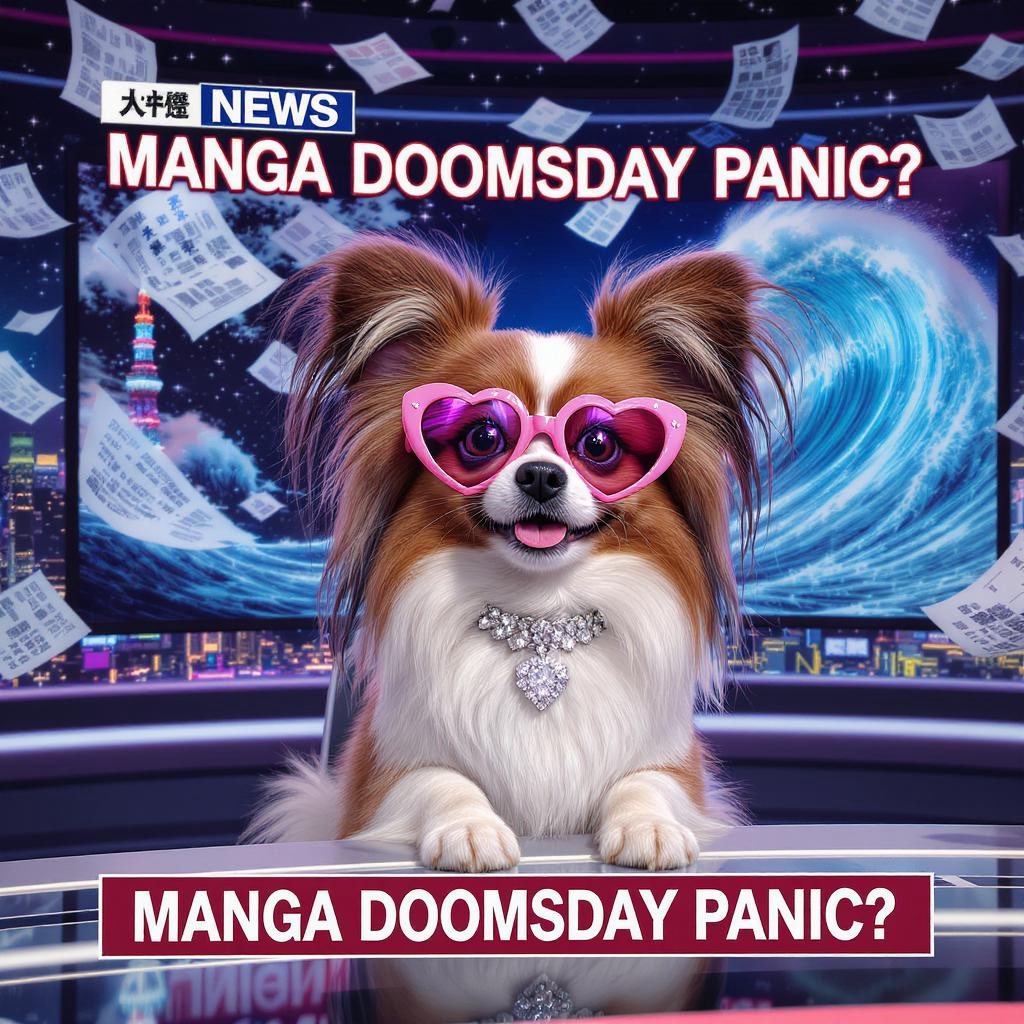 LulusGossip's tweet image. ✨📰 GOSSIP ALERT: The 1999 manga prophecy has Gen Z packing emergency kits!
Lulu says: “Darling, if the world ends, I better have my diamond collar on.” 💎🐾
#ViralNews #DoomsdayTok #LulusGossipFiles