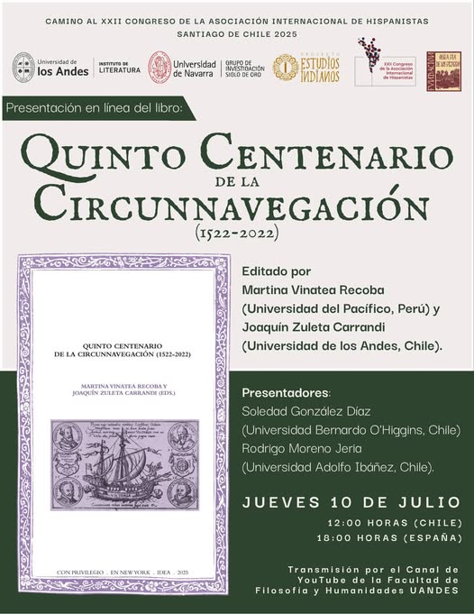 Joaquín Zuleta Carrandi (@jqzul) on Twitter photo Mañana presentamos un libro colectivo que recoge 18 capítulos relacionados con la vuelta al mundo de Magallanes y Elcano, fruto de un congreso académico que hicimos en Punta Arenas en 2022. El libro está completo en línea: dadun.unav.edu/collections/73… <a href="/uandes/">UANDES</a> <a href="/achilenalengua/">Academia Chilena de la Lengua</a> Mañana presentamos un libro colectivo que recoge 18 capítulos relacionados con la vuelta al mundo de Magallanes y Elcano, fruto de un congreso académico que hicimos en Punta Arenas en 2022. El libro está completo en línea: dadun.unav.edu/collections/73… <a href="/uandes/">UANDES</a> <a href="/achilenalengua/">Academia Chilena de la Lengua</a>