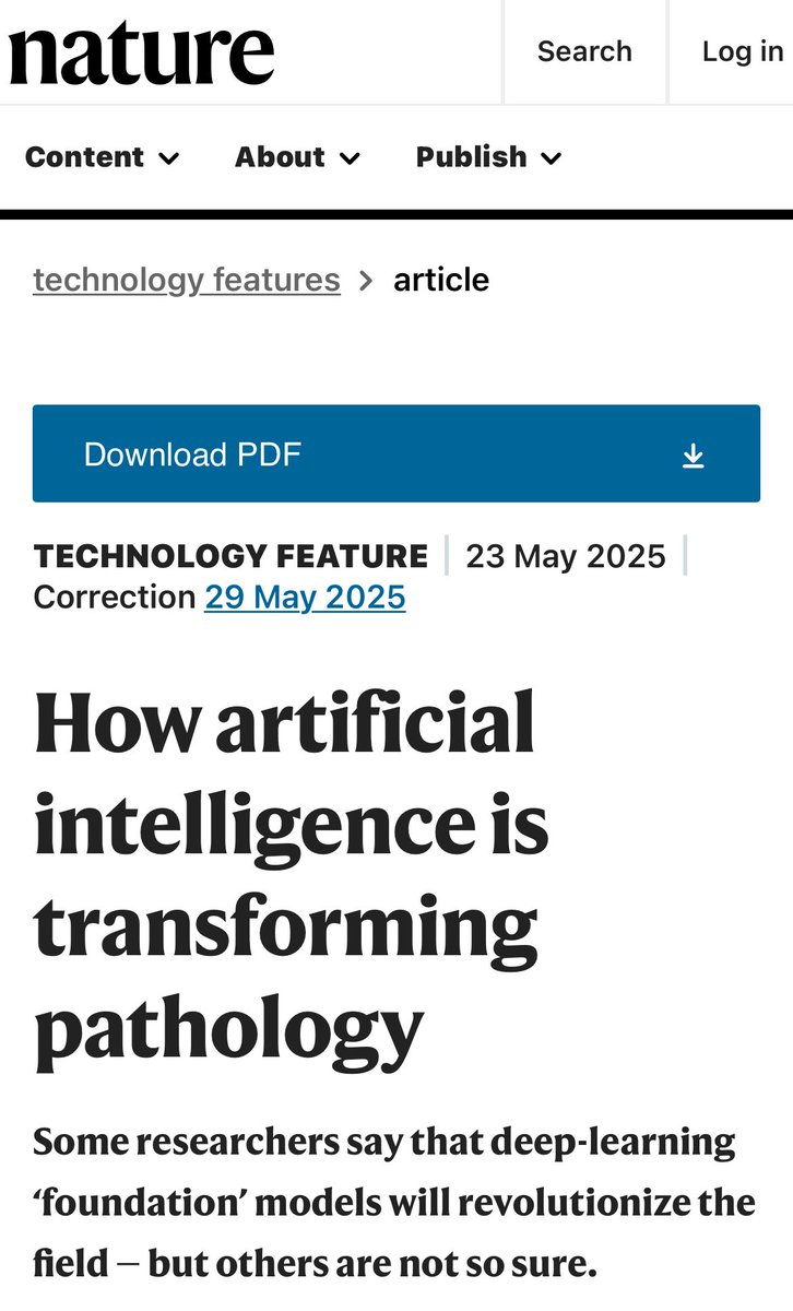 BoWang87's tweet image. Just had the pleasure of being interviewed by @Nature on the rise of AI in digital pathology. With growing workloads and global shortages of pathologists, the field is turning to AI not as a luxury—but as a necessity.
Full article: nature.com/articles/d4158…
In the article, I…