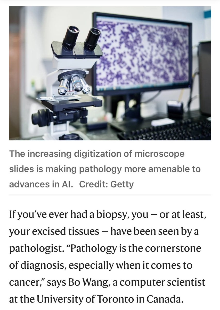 BoWang87's tweet image. Just had the pleasure of being interviewed by @Nature on the rise of AI in digital pathology. With growing workloads and global shortages of pathologists, the field is turning to AI not as a luxury—but as a necessity.
Full article: nature.com/articles/d4158…
In the article, I…