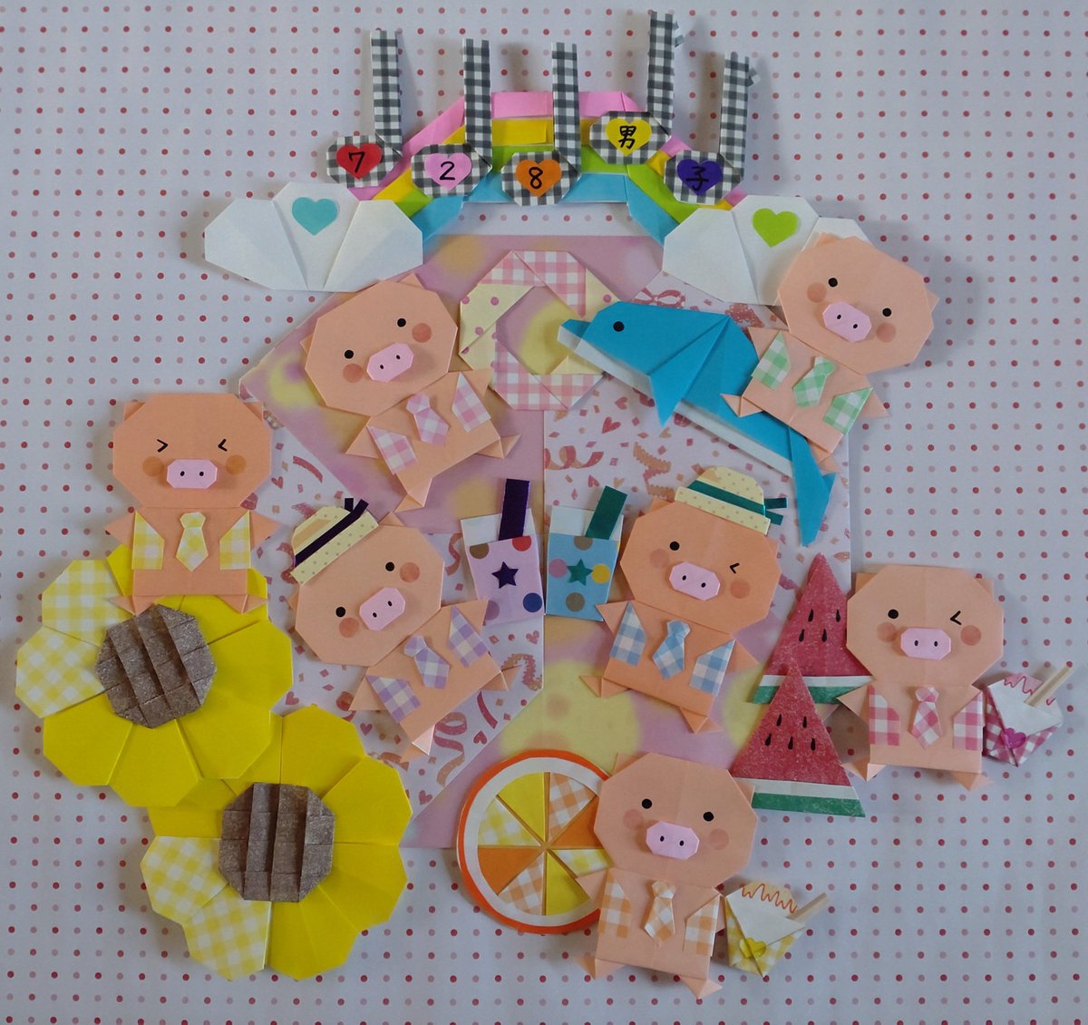 #ぶたさんギラギラサマー
#カミキィ　さん参考
今月19日からツアーが始まる728男子さんの応援折り紙です☆✨
メンバー様がケガなく無事に完走出来ます様に‥

LIVEで会える日を楽しみに頑張ります♡!
見て下さりありがとうございます🐷💕