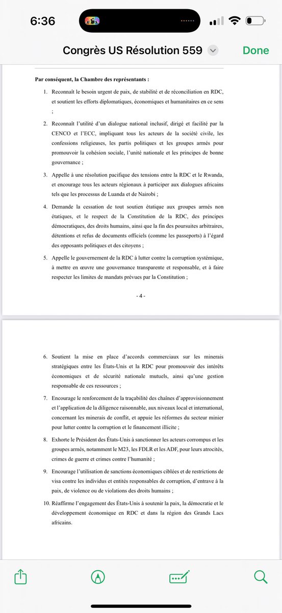 StanysBujakera's tweet image. #RDC: La résolution encourage notamment 👇

📌 un dialogue national inclusif, dirigé et facilité par la CENCO et l’ECC

📌 une résolution pacifique des tensions entre la RDC et le Rwanda

📌la cessation de tout soutien étatique aux groupes armés non étatiques

📌 le respect de la…