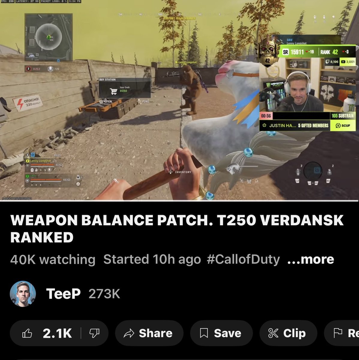 TylerTeeP's tweet image. IDK if Youtube is broken today, or I'm being botted but I somehow have gone to 40k Viewers on my stream.....wtf lmao