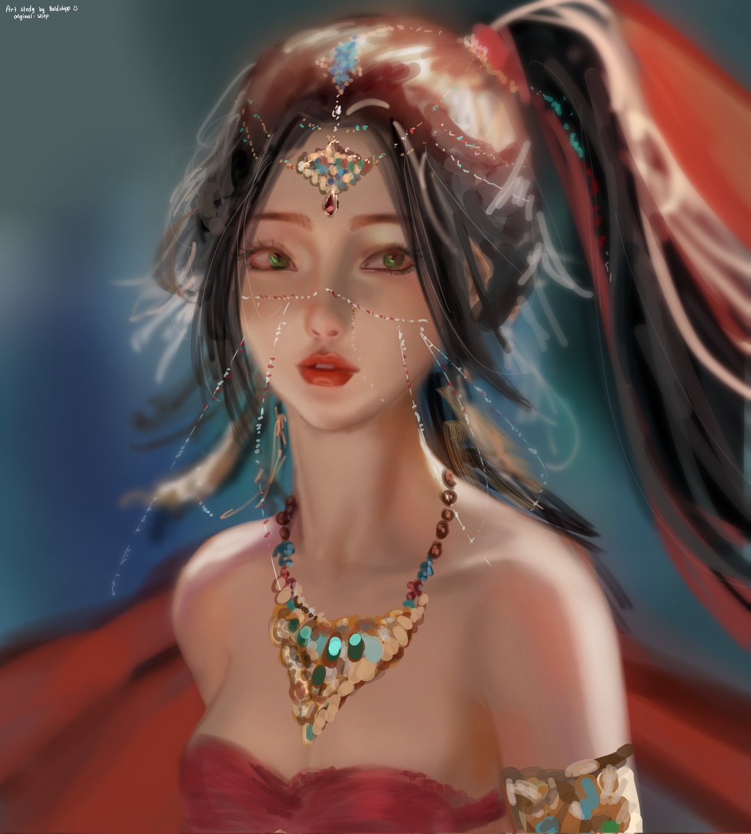 Baldchipps's tweet image. Tried to study wlop&apos;s style. Mostly focused on the siloughett. I think i did my colors a tad darker than the original, but it was very fun