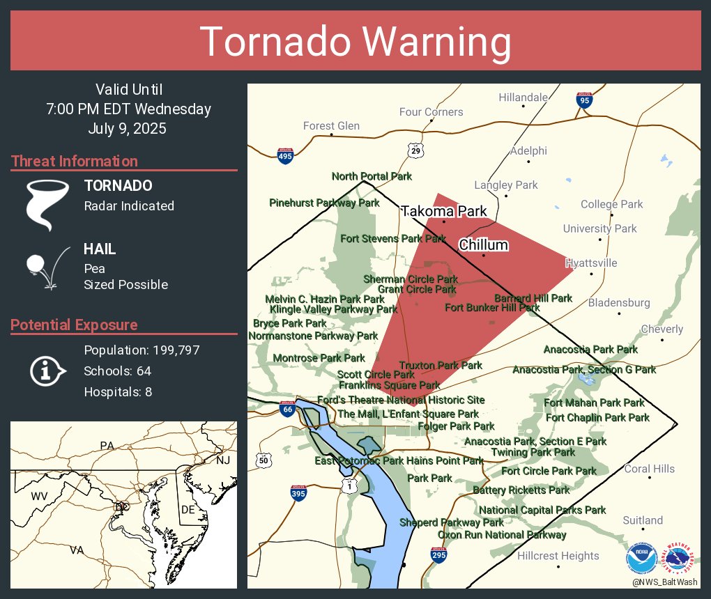Tornado Warning including Chillum MD and  Takoma Park MD until 7:00 PM EDT
