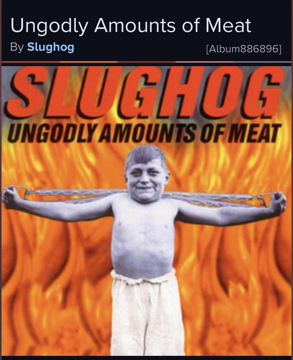 obtuse254843's tweet image. noise rock/post-hardcore albums always have the best covers/titles. yea bro let’s listen to Ungodly Amounts of Meat !!
