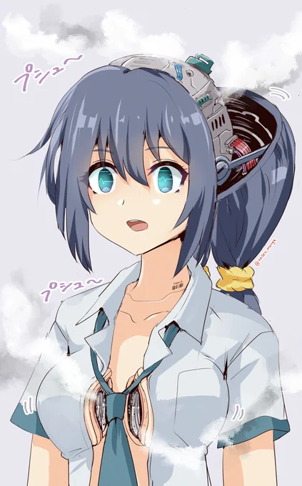 パニクってオーバーヒートした真白ちゃん(妄想ロボ設定の絵) #まっ探
