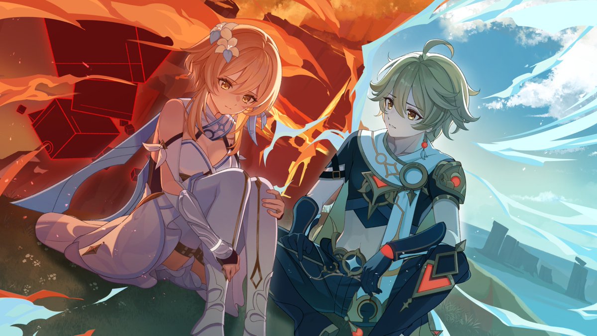 Paimon2theMoon's tweet image. &quot;Goodbye. We will begin anew... at the end of your journey.&quot;

Thanks to @camunekoz for the fantastic artwork!

#Aether #Lumine #GenshinImpact #Genshinfanart #GenshinImpact5ꓸ7 #WeMeetAgain
