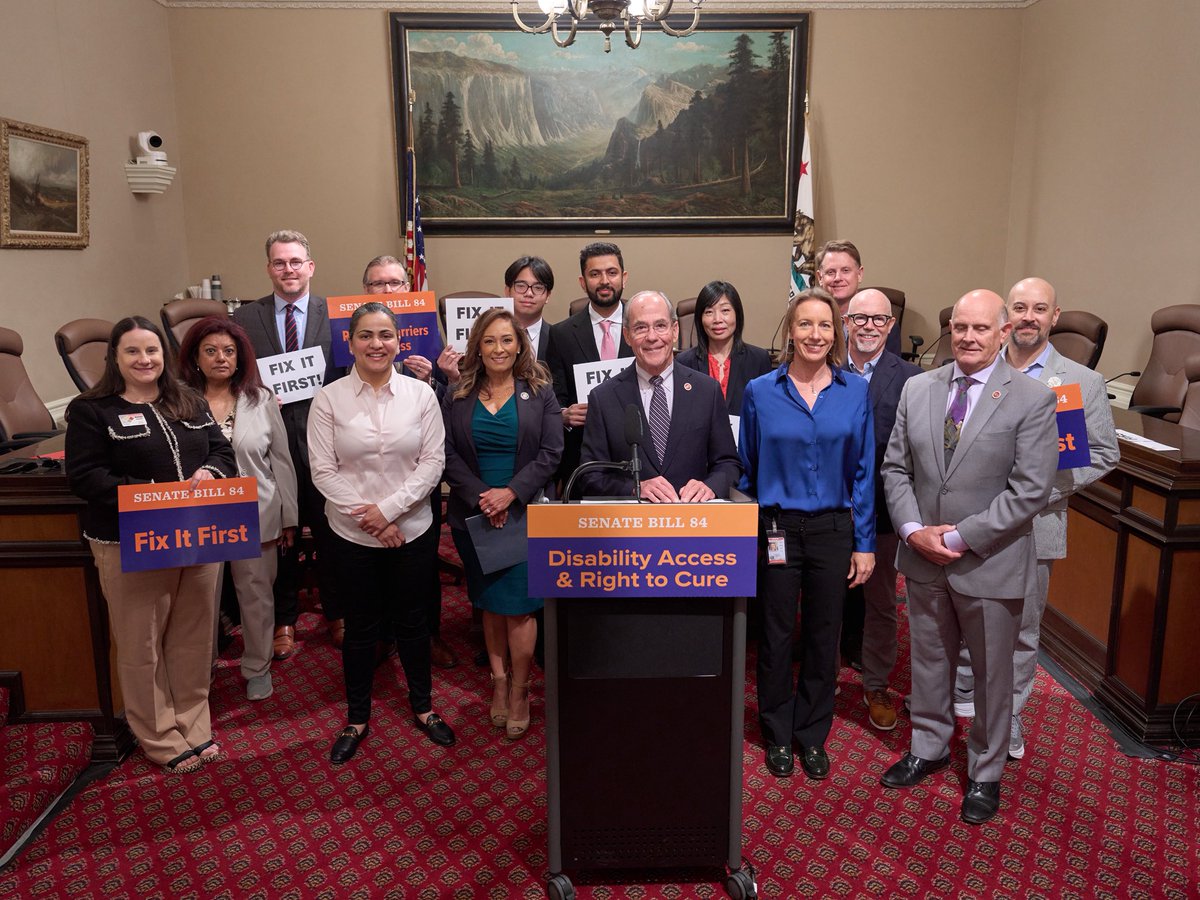 SenOchoaBogh's tweet photo. Today I joined @SenRogerNiello to support #SB84 - a bipartisan bill I coauthored that will give small business owners a reasonable time frame to address ADA issues before facing lawsuits.
#SB84 stops legal abuse while preserving access. It’s about fairness, not intimidation. https://t.co/KRgxEk7FYO
