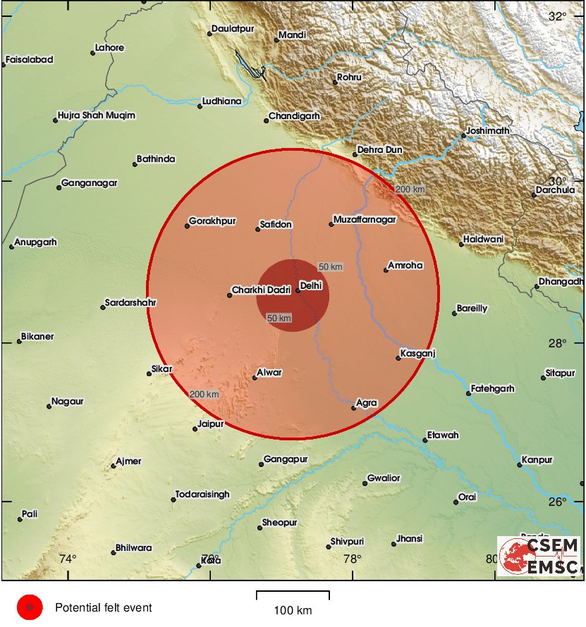 theinspirespy's tweet image. #Earthquake (#भूकंप) possibly felt 49 sec ago in #India. Felt it? Tell us via:
📱m.emsc.eu/#app
🌐m.emsc.eu
🖥emsc-csem.org
⚠ Automatic crowdsourced detection, not seismically verified yet. More info soon!