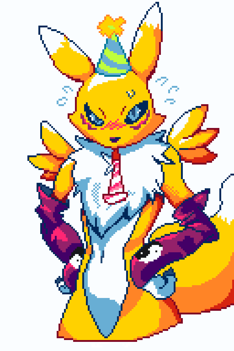 Made some pixel art fanart based on <a href="/ThwillArtz/">ThwillArtz | Streams on Twitch</a> 's  Renamon drawing, i think it turned out alright