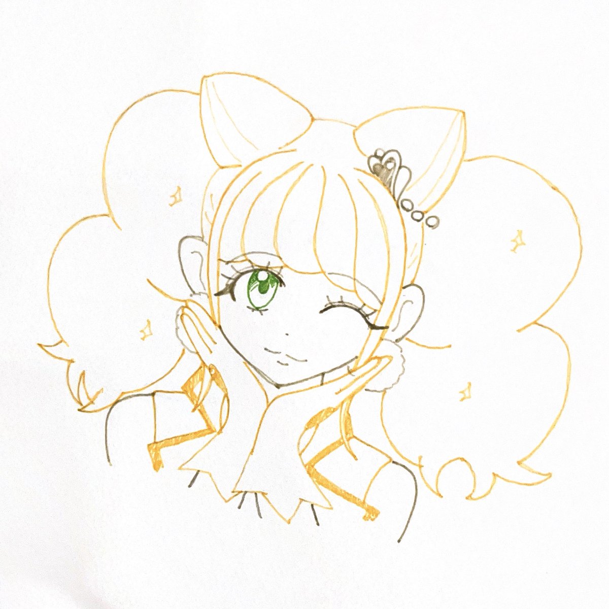 tTFeV7Kb3b81768's tweet image. 絵を描くスピードがかなり遅いので滅多にTwitterにあげませんが、ひなたちゃん、キュアスパークルちゃんをよく描きます。描く絵の8.9割が彼女です。