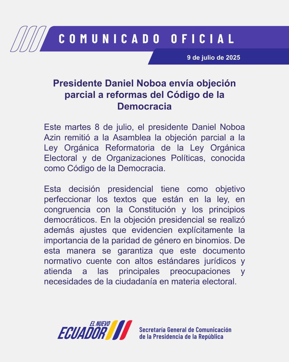 📣 La restitución de la paridad en binomios vía veto presidencial es un acto de justicia mínima hacia las mujeres.
No se agradece lo que es justo: se reconoce como el resultado de la lucha organizada de los colectivos y mujeres que levantamos la voz. 
#NuncaMásSinMujeres