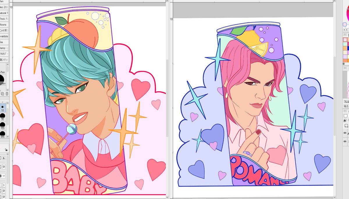 saja boys stickers/standees wip, (baby and romance)
