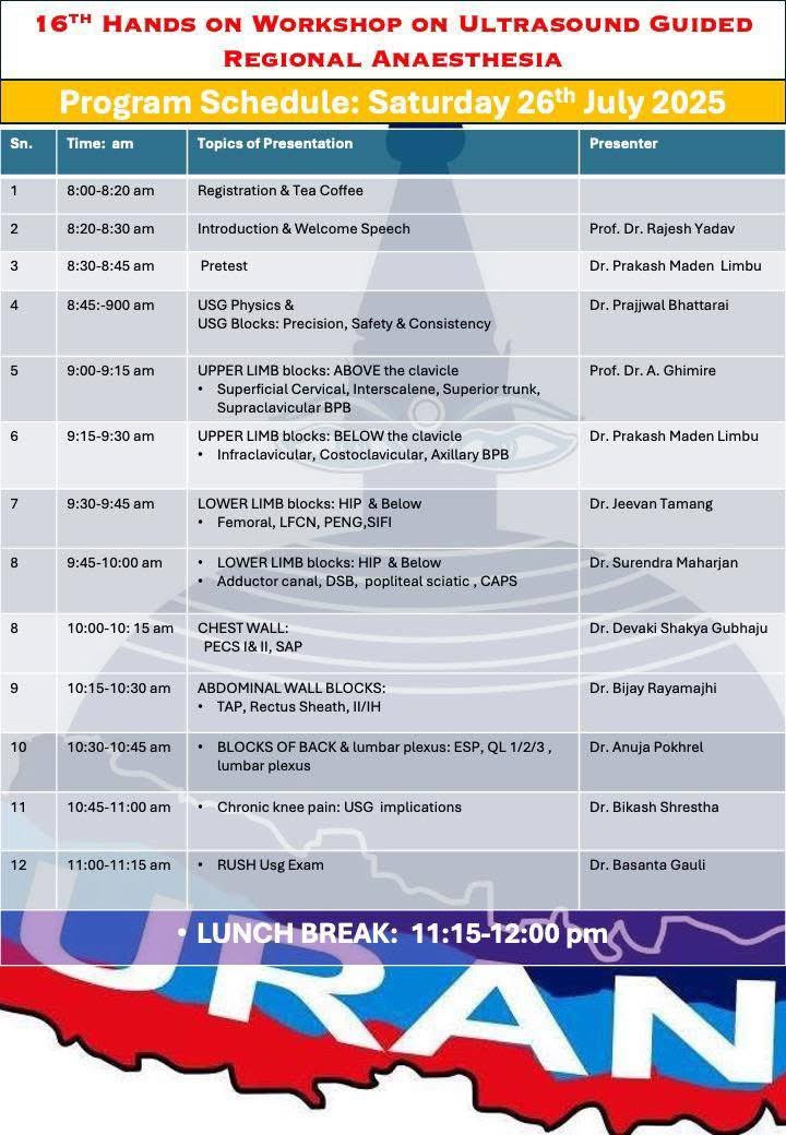 16th Hands On workshop on #ultrasound  guided procedures in #Anesthesia facebook.com/share/p/1BLSPp…