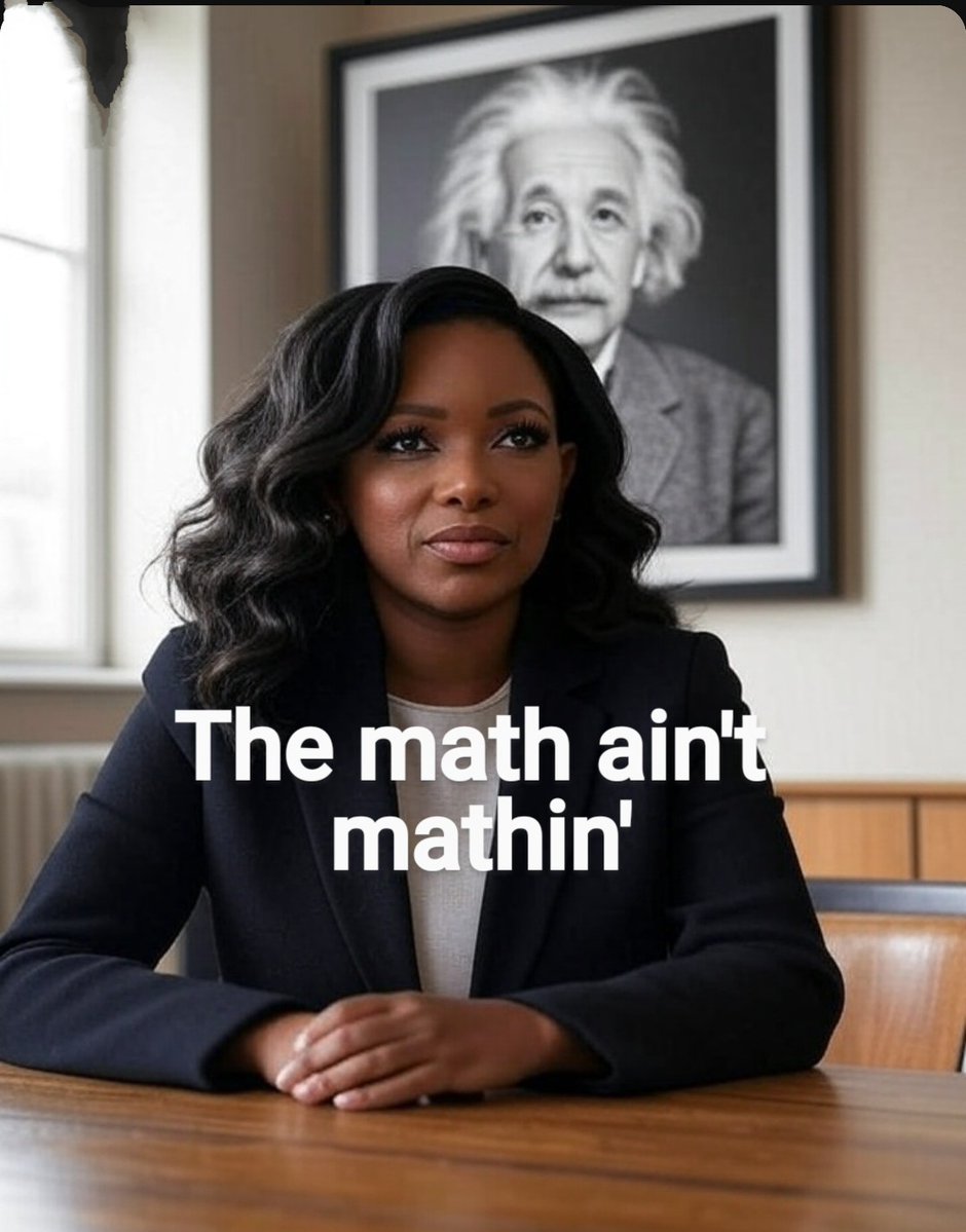mikeporter2023's tweet image. After criticizing Melania Trump, a legal US citizen who speaks 5 languages, Jasmine Crockett leaves herself in a bit of a situation. Jasmine struggles with 1 language.
In her own words:
"The math ain't mathin".
Definitely not an Einstein!