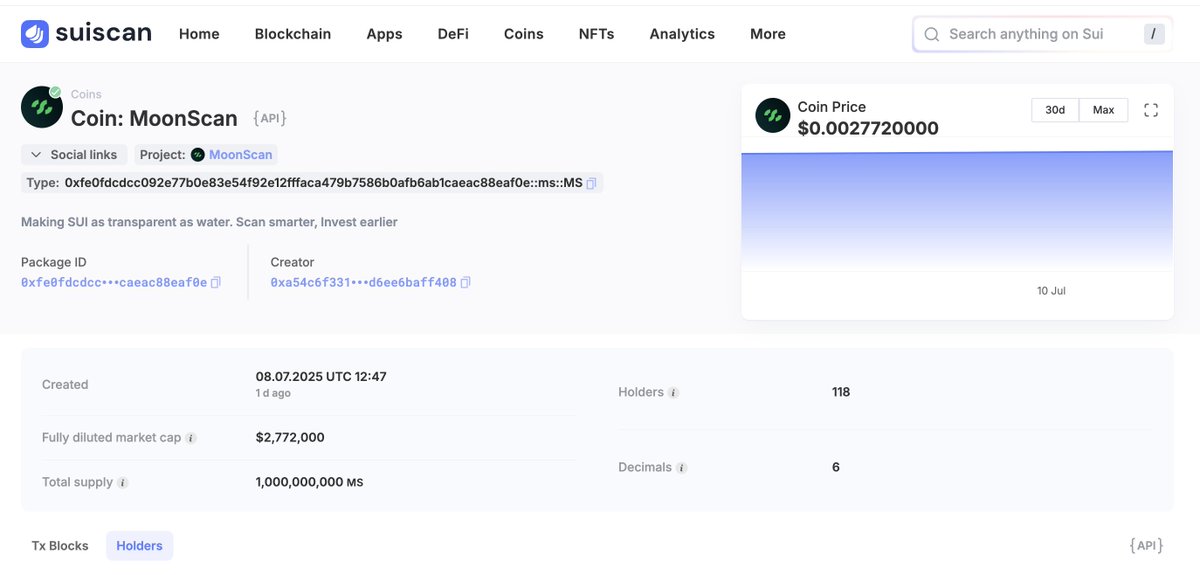 moonscansui's tweet photo. $MS Officially Verified on SuiScan 

Just 1 day after launch, we're now verified ✅

Huge thanks to SuiScan for the swift support 🙌 https://t.co/x9qo9CDtoj