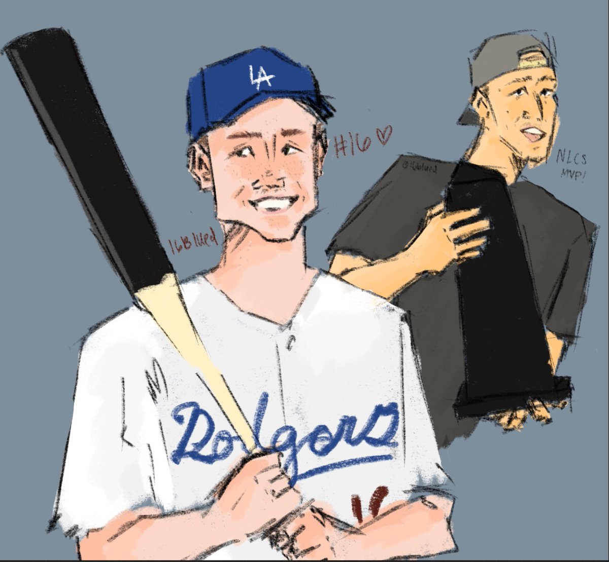 16blued's tweet photo. mr nonchalant and tommy tanks #Dodgers https://t.co/K1M9ffBU54