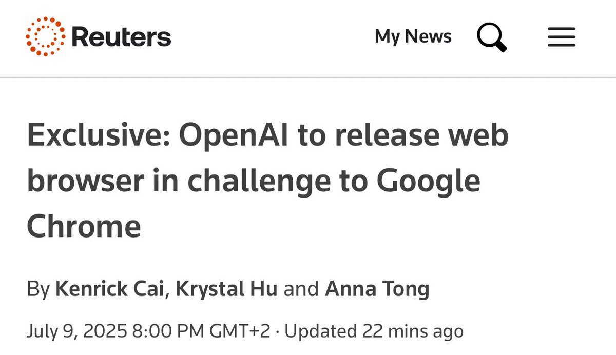 新闻 🚨：OpenAI即将加入AI浏览器大战。

浏览器将成为公司打造综合个性化AI竞争的重要组成部分。

硬件将是下一个领域 🤖

来自：TestingCatalog News 🗞