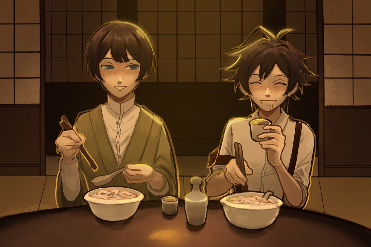 AdeltaFSS's tweet photo. A gift for @valdezspeaking from @citruswaves 

"hey val! sorry for taking so long  for ur gift here is minatama sharing a meal as compensation"

#AdeltaFandomSummerSwap2025 https://t.co/J0RyDq3sm1