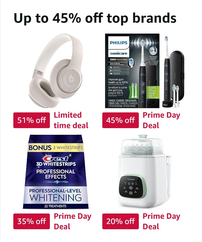 Top brands. Deep discounts. Limited time.
Get up to 45% OFF on best-selling names during Prime Day.
From electronics to fashion and home must-haves,
the brands you love are now priced to move.
👉 amzn.to/4kryVSv
#PrimeDay #TopBrands #AmazonDeals #ad