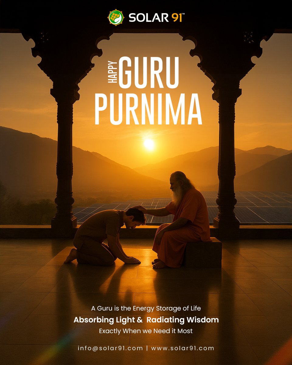 Solar91india's tweet image. Om Guruve Namah!

This Guru Purnima, let’s honour the light that ignites boundless energy within us. Gratitude to all the Gurus who charge our lives with wisdom and direction.
.
.
#solar91india #solar91 #happygurupurnima #tribute #respectforgurus #guidinglight #guruappreciation