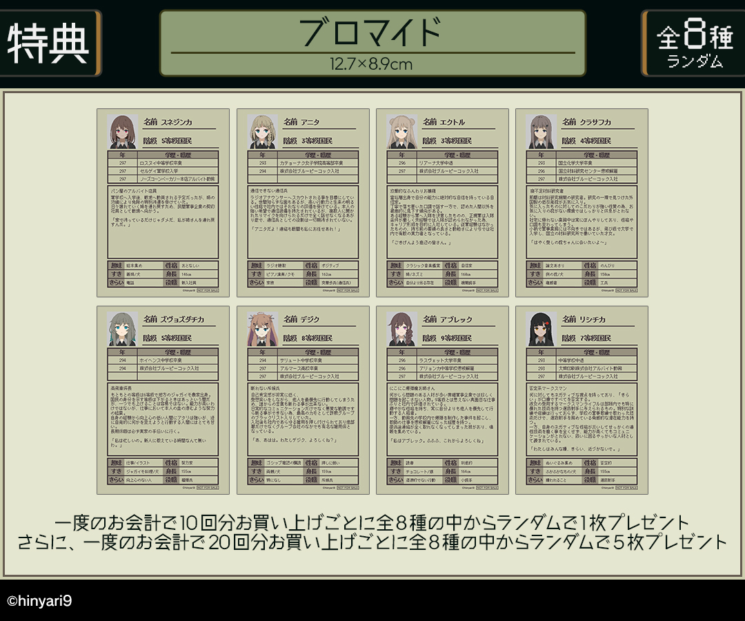 DRAWDRAW_info's tweet image. 『救国のスネジンカ』オンラインくじが本日より販売開始!
一度のお会計で10回分ご購入ごとに特典ブロマイド(全8種)の中からランダムで1枚、20回分ご購入ごとにランダムで5枚プレゼント!
詳細・購入はamnibus.com/drawdraw/detai…