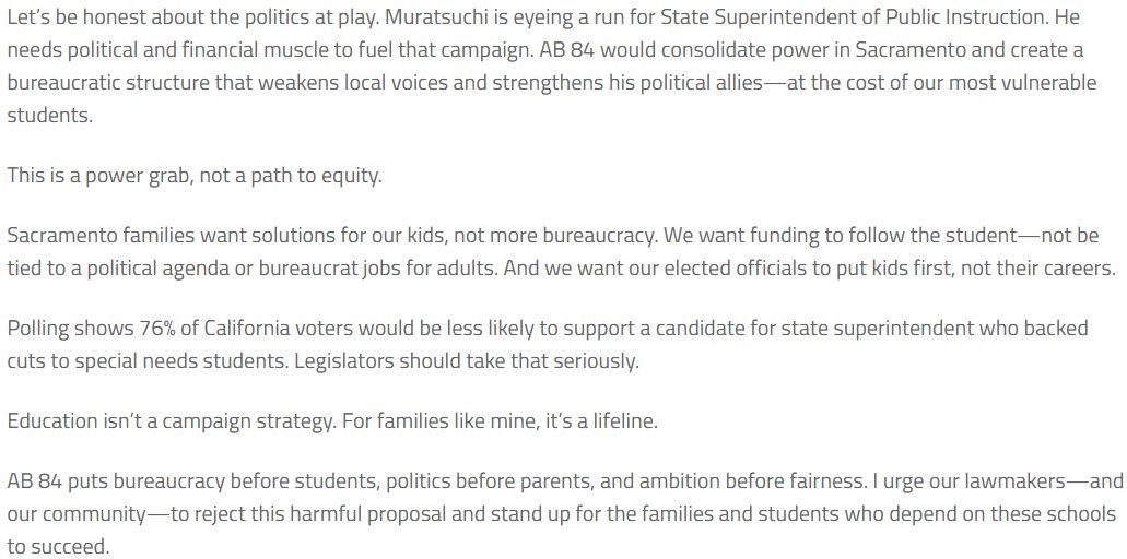 My good friend <a href="/tabberg/">Tab Berg</a> is an amazing dad.
For years, I've watched him fight for his daughters to get the education our traditional, public neighborhood school district couldn't deliver.
His piece opposing AB 84 is on target &amp; hits hard.
californiaglobe.com/fr/sacramentos…