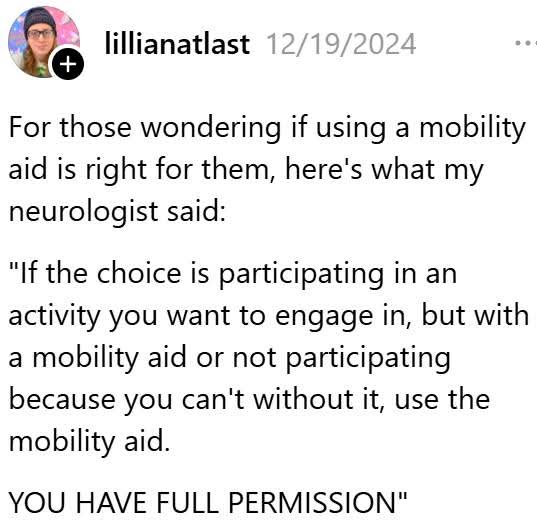 globetrotteri's tweet photo. 👉My rheumy said the exact same thing and that's one reason why I knew he was the doc for me!
"For those wondering if using a mobility aid is right for them..."
Credit: lillianatlast
#DisabilityPrideMonth
#DisabilityAwarenes
#MobilityAidsAreFreedom https://t.co/9jLWWx6KLL