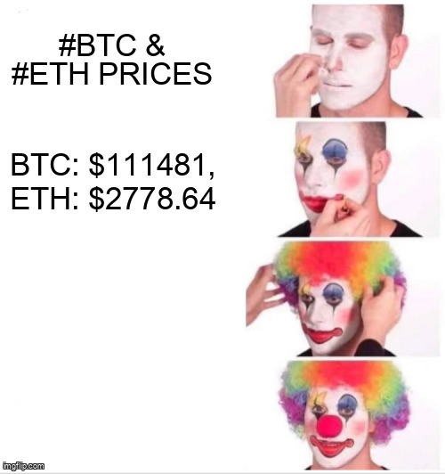 📈 **Market Update** 📉

- #Bitcoin : $111481
- #Ethereum : $2778.64

Stay informed!