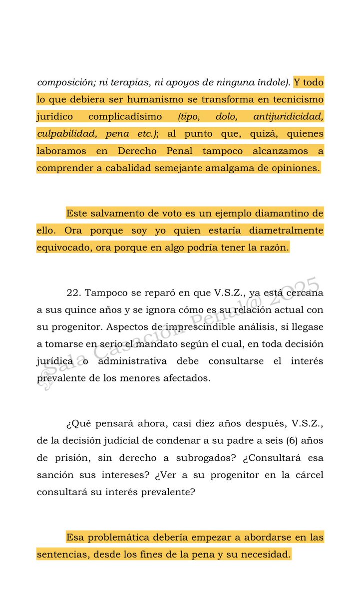 Corte condenó a padre de menor de 5 años por violencia intrafamiliar agravada, hoy la menor tiene 15 años y esto señaló el magistrado que salvó el voto.