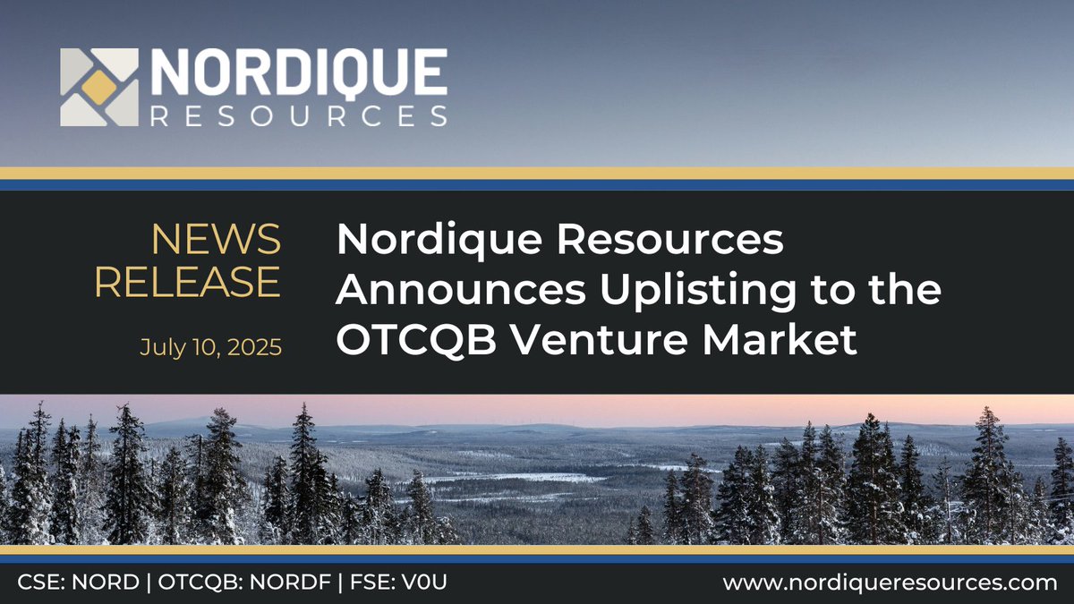NORD_resources's tweet photo. 📣 NEWS // Nordique (CSE: NORD | OTCQB: NORDF | FSE: V0U) has successfully uplisted to the OTCQB Venture Market, providing greater visibility and improved access for U.S. investors.

🔗 Learn more: https://t.co/r0mQVif0yK

#Gold #Exploration #JuniorMining #NORD #NordiqueResources https://t.co/8aJb0BRa4j