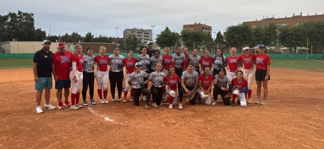 Representing in Spain!   A little friendly competition and got to play against some former Olympians.  Today was a great day despite dropping the second game (in extra innings).