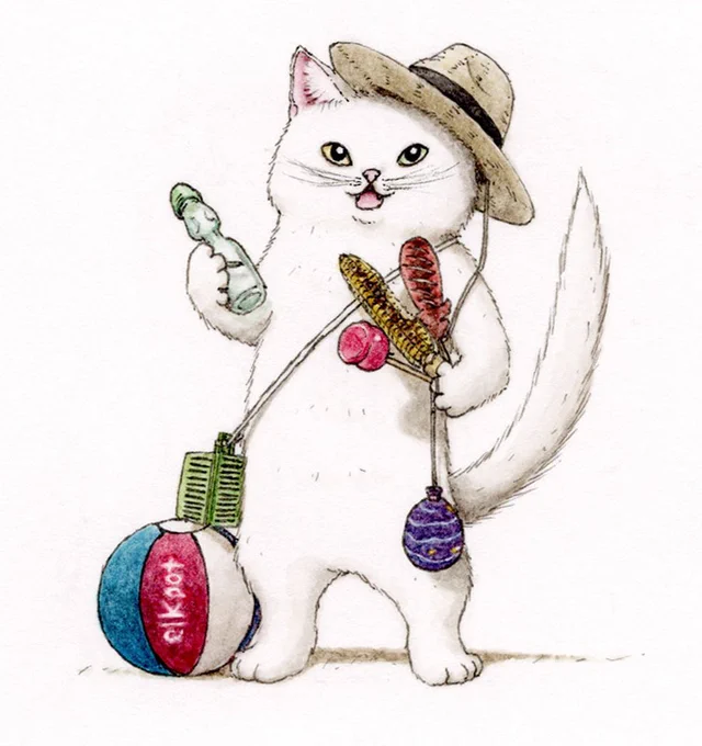 『はじまりの夏と猫』 暑いということは おまけでもう少し 早く夏休みしてもいいかもね? #猫 #cat #イラスト #過去絵